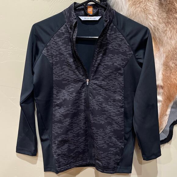 Peter Millar Youth‎ NWT $160 Collection Merge Elite Hybrid Full Zip Jacket Black - Picture 1 of 5